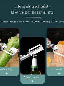 1 件装不锈钢蔬菜水果削皮器，刀片锋利，金属厨房削皮工具，适用于土豆、南瓜、芹菜、甘蔗、冬瓜、菠萝、苹果，食品安全接触，耐用金属结构 - 彩色 - 查看 5