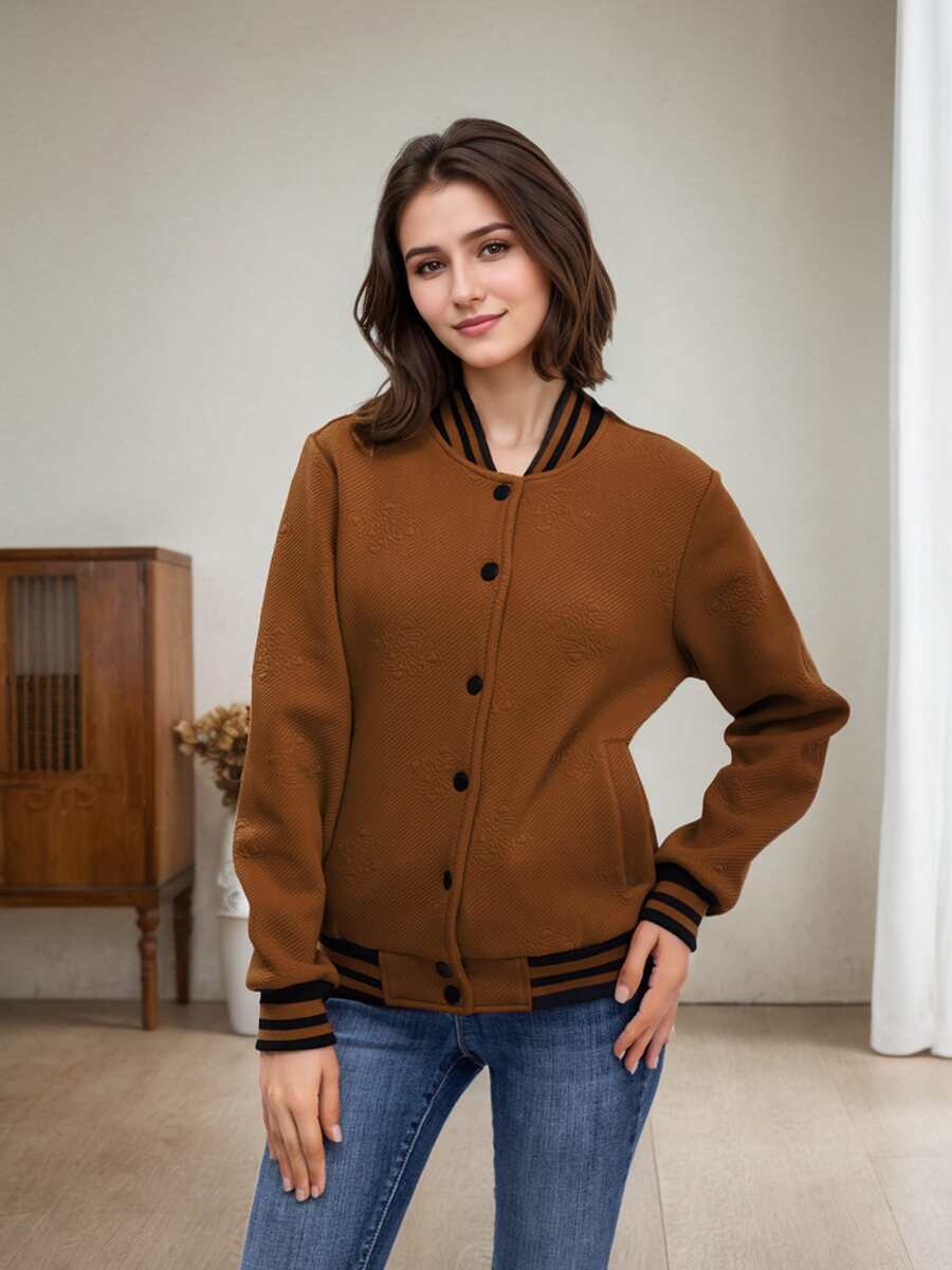 Multicolor Women's Quilted Baseball Jacket – Stylish And Versatile Outerwear For Fashion-Forward Women - Rỉ Nâu - Xem 1