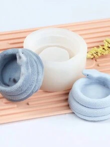 1 个自制圆形蛇形烛台硅胶模具 - 白色 - 查看 1