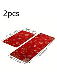 Christmas Kitchen Mats For Floor 1/2 Pieces, Christmas Gold Snowflake Red Non-Slip Kitchen Rugs Washable Runner Rug Set Absorbent Carpets For Kitchen Laundry Room - Red - View 17