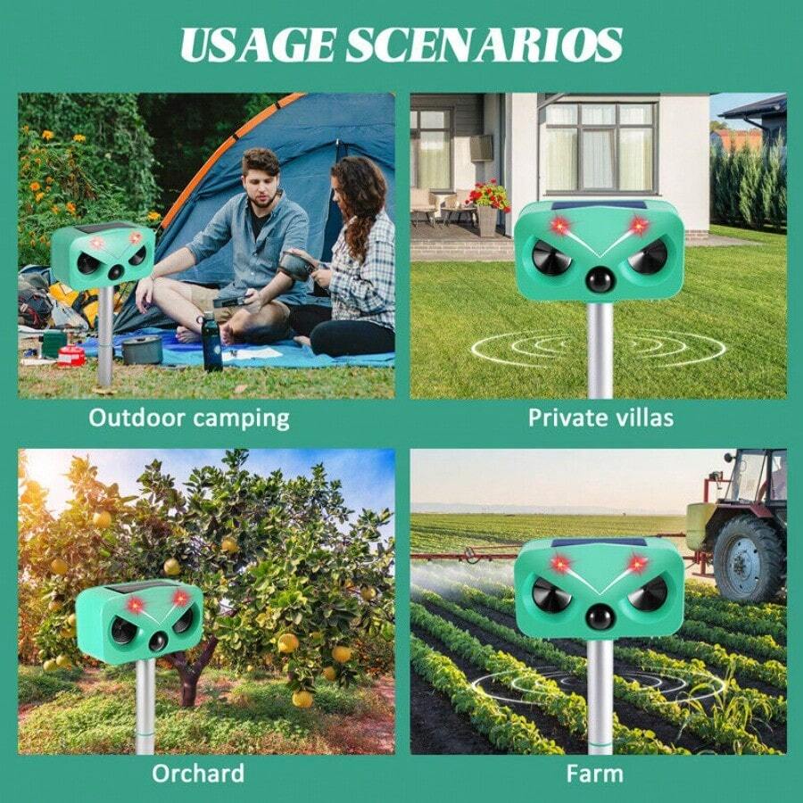 Ultrasonic Cat Dog Fox Pest Motion Sensor Repeller Scarer Deterrent