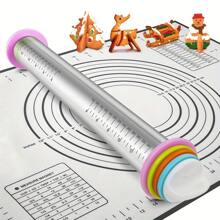 1 件，可调节擀面杖，17 英寸，大型不锈钢面团擀面杖，适用于披萨、馅饼、饼干、饺子、面条等，厨房用具、厨房小工具、厨房配件