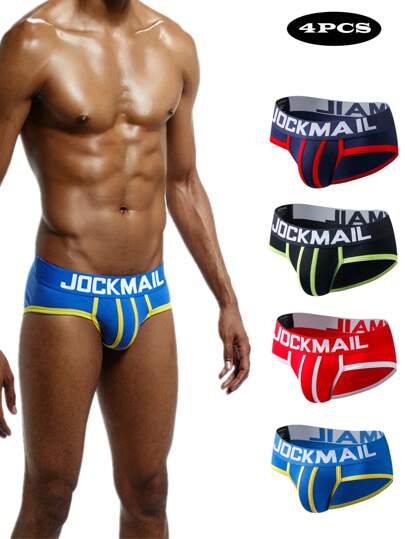 JOCKMAIL Pack de 4 underwear triangulares de absorción de humedad para hombres, Ropa interior deportiva de fitness para hombres