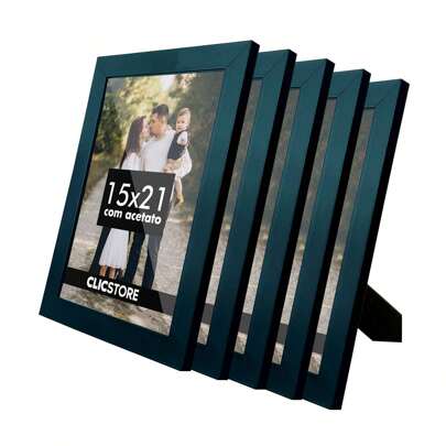 Kit 5 Porta Retrato 15x21 A5 Acetato Fotos Moldura Aparador Decoração Quadro