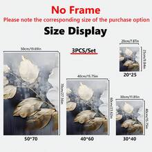 3 件/套帆布海报，现代抽象花卉画，卧室、客厅、办公室、酒店、墙壁和房间装饰的理想礼物 - 帆布（带框） - 彩色 - 查看 3