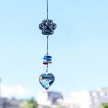 Customized Pet Memorial Ornament, Can Be Engraved With Name, Date - Metal Dog Paw Cat Paw Shaped Sun Catcher Crystal Pendant, DIY Sentimental Memento