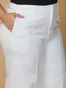 Plus Size Wide Leg Pants Tailored Fabric New Fashion - 白色 - 查看 7