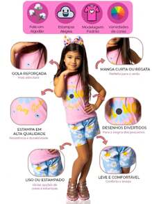 Premium 6 Piece Kit Children's Set Girls Summer 3 T-Shirts + 3 Bermuda Shorts Children's Clothing For Girls - 彩色 - 查看 3