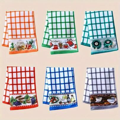 Bộ 12 khăn lau bếp sáng sủa và vui nhộn, thiết kế thời trang và tối giản, siêu thấm hút, họa tiết hài hước, khăn lau chùi thoải mái và khăn lau bát đĩa trang trí