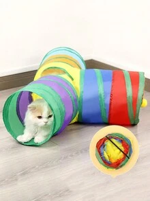 1 Đường hầm cho mèo, Đường hầm ba chiều cho mèo đi thẳng qua, Đồ chơi cho mèo, Lều gấp gọn, Dụng cụ thiết yếu cho người nuôi thú cưng - Nhiều màu - Xem 1