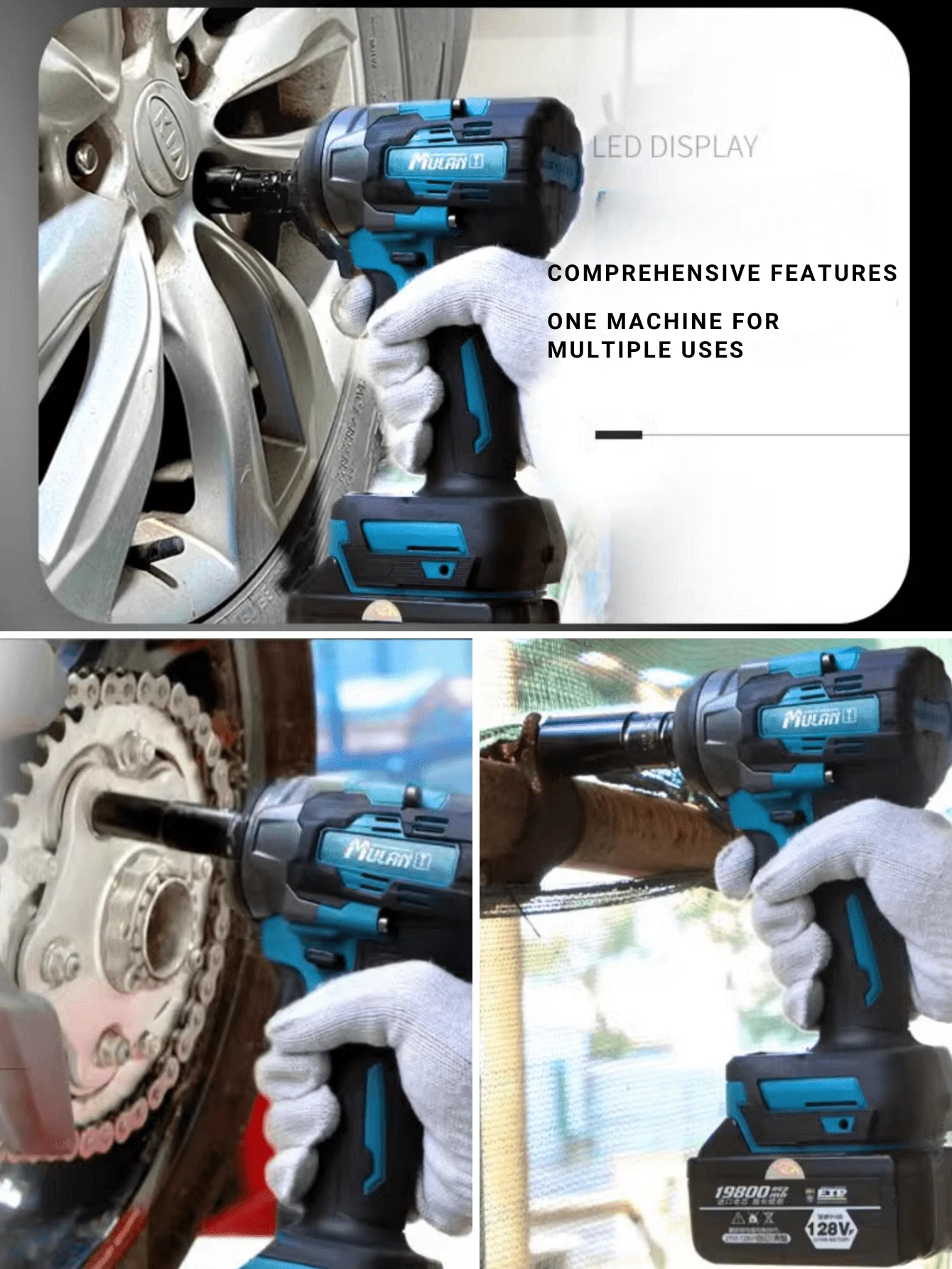 Cordless Impact Wrench 1/2 Inch Brushless High Torque Wrenches 420N.M