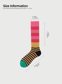1/2/4/6 Pairs Random Autumn/Winter Styles, Multicolor Gradient Striped Socks, Slimming Leg, Fitted Calf Socks, Fashion Versatile, Suitable For Outdoor Sports, Fitness, Campus Daily Wear, Soft Comfortable Breathable, Odor-Resistant Warm, Slimming Women Calf Socks, Long Socks, Comfortable Warm - Multicolor - View 15