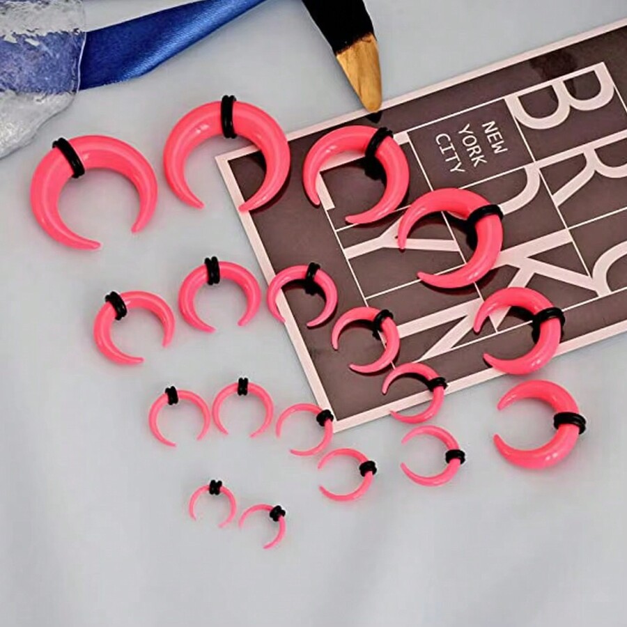 18Pcs Acrylic Septum Pincher Tapers C Shape Buffalo Ear Taper Kit