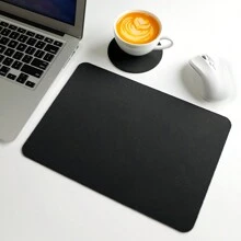 1set Suitable For Desktop/Laptop Mouse Pad, Simple Black Rubber Non-Slip Material Desk Mat + 1set 2pcs Circular Rubber Coaster