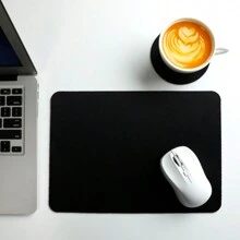 1set Suitable For Desktop/Laptop Mouse Pad, Simple Black Rubber Non-Slip Material Desk Mat + 1set 2pcs Circular Rubber Coaster