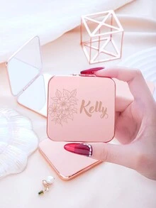 1 bó hoa sinh nhật hình vuông mạ vàng hồng khắc tùy chỉnh độc quyền loạt gương gấp nhỏ gọn di động, gương cầm tay siêu mỏng tiện lợi với lớp phủ nano kim loại bằng thép không gỉ khung bạc, phù hợp với mọi dịp và mọi người - Hoa hồng vàng - Xem 3