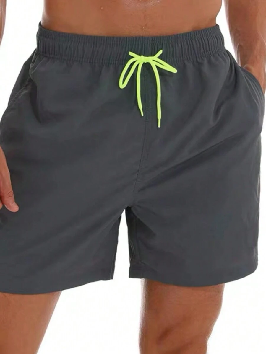 Imported Tactel Bermuda Beach Shorts Men's Quick-Drying Swimming Trunks Summer Swimming Trunks - Xám - Xem 1