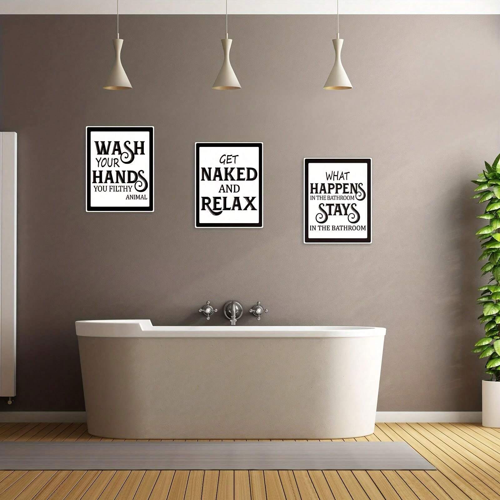 9Piece Vintage Bathroom Decor Set Hilarious Quotes Art Prints