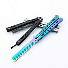 Lược bướm sáng tạo, Lược gấp đầu tròn, Lược phòng thủ tập luyện cho người mới bắt đầu, Dụng cụ Fancy Cool Swagger, Lược an toàn bằng thép không gỉ cho thể thao ngoài trời - Nhiều màu - Xem 6