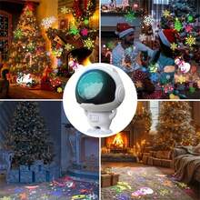 2 件旋转 RGB LED 圣诞投影仪灯，USB 供电仙女灯，带 16 种雪花图案，床头圣诞节和新年家庭派对装饰夜灯，送给情侣、同事、家人的礼物 - 彩色 - 查看 8