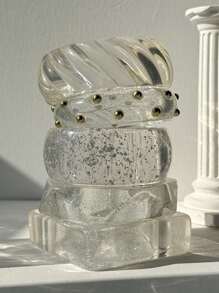 1 pieza Brazalete de resina transparente y asimétrico, nueva joyería glamorosa para mujeres, regalo elegante y de moda vintage