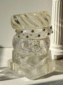 1 pieza Brazalete de resina transparente y asimétrico, nueva joyería glamorosa para mujeres, regalo elegante y de moda vintage