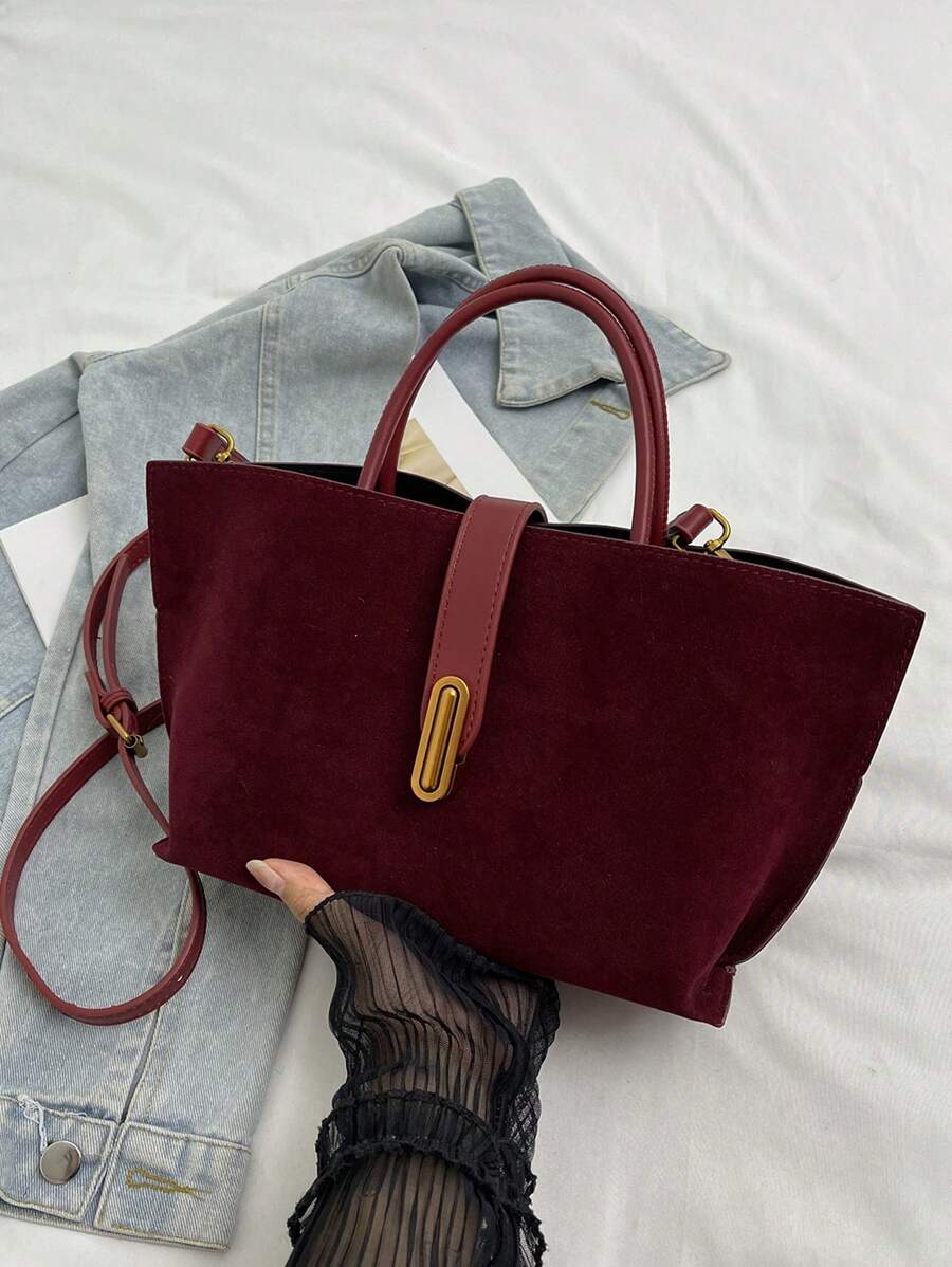 Bolsa de cesta de verduras borgoña de alta calidad con asa, nueva bolsa de cubo de moda retro Ankara rojo mate para mujer, bolso de mensajero de hombro, monedero, bolso madre-e-hijo