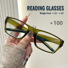 男女通用老花镜，新款时尚拼布纯色，4 种颜色可选，矩形运动风格柔性弹簧镜腿，适合运动、电脑、防疲劳阅读，方便携带的设计适合各种脸型，黑灰色、绿黄色、海军蓝、黄橙色，多种颜色可选，7 种屈光度选项 - 透明色 - 查看 25