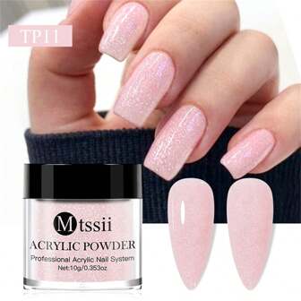 10g Acrylic Nail Powder, Nude Pink Glitter Crystal Powder, Pink Chrome Nail Powder, Holographic Nail Powder Suitable For Acrylic Nail Extensions, Carving, No Need UV Nail Lamp Cured, Manicure Nail Art Decoration DIY Home Salon Gift For Women Acrylic Press On Nails
