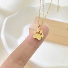1 件女士可爱猫爪吊坠项链，18K 金精致宠物主题吊坠项链，防水不褪色，适合宠物爱好者的可爱珠宝礼物，圣诞珠宝礼物 - 金色 - 查看 1