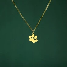 1 件女士可爱猫爪吊坠项链，18K 金精致宠物主题吊坠项链，防水不褪色，适合宠物爱好者的可爱珠宝礼物，圣诞珠宝礼物 - 金色 - 查看 5