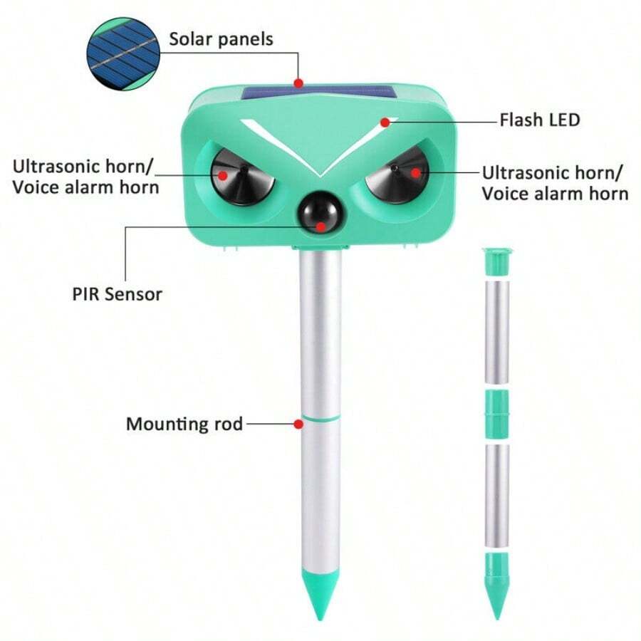 Ultrasonic Cat Dog Fox Pest Motion Sensor Repeller Scarer Deterrent