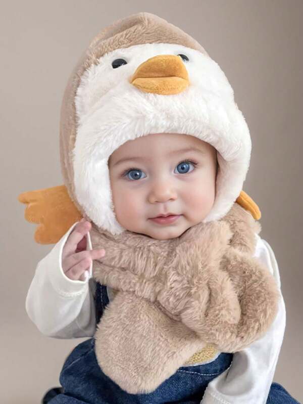 Cute Children's Knitted Hat With Duck Design, Animal Element, Casual Versatile Warm Comfortable Accessory For Boys And Girls, Popular In Halloween And Christmas, Suitable For Daily Wear