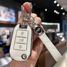 Key FOB Cover Keychain Car Key Case Cover Skin Holder For Peugeot 208 308 408 508 2008 3008 4008 For Citroen C4 Cactus Picasso C4L C5 C5 Gift Souvenir Car Accessories Bag Charm School
