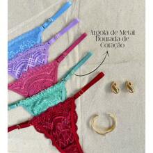 Kit 10 Luxury Lace Panties Heart Adjustment String Thong Sexy Intimate Fashion Lingerie Prime - Multicolor - View 11