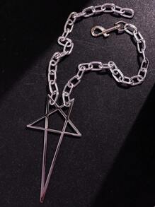 1 pieza de collar colgante de estrella de 5 puntas hueca, exagerada, con estilo retro de punk y hip hop para hombres, joyería para fiesta