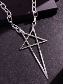 1 pieza de collar colgante de estrella de 5 puntas hueca, exagerada, con estilo retro de punk y hip hop para hombres, joyería para fiesta
