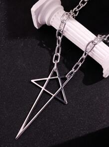 1 pieza de collar colgante de estrella de 5 puntas hueca, exagerada, con estilo retro de punk y hip hop para hombres, joyería para fiesta