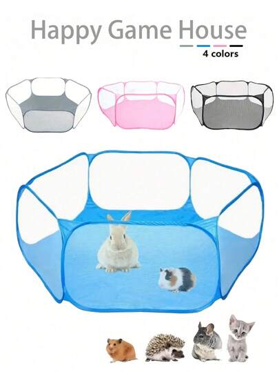 1 件小动物透气宠物围栏 - 便携式网状围栏帐篷，适用于兔子、仓鼠、小狗、小猫和刺猬 - 易于安装和存放