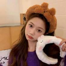 1 件可爱卡通熊设计毛绒头带，适合秋冬季的可爱发饰 - 彩色 - 查看 10