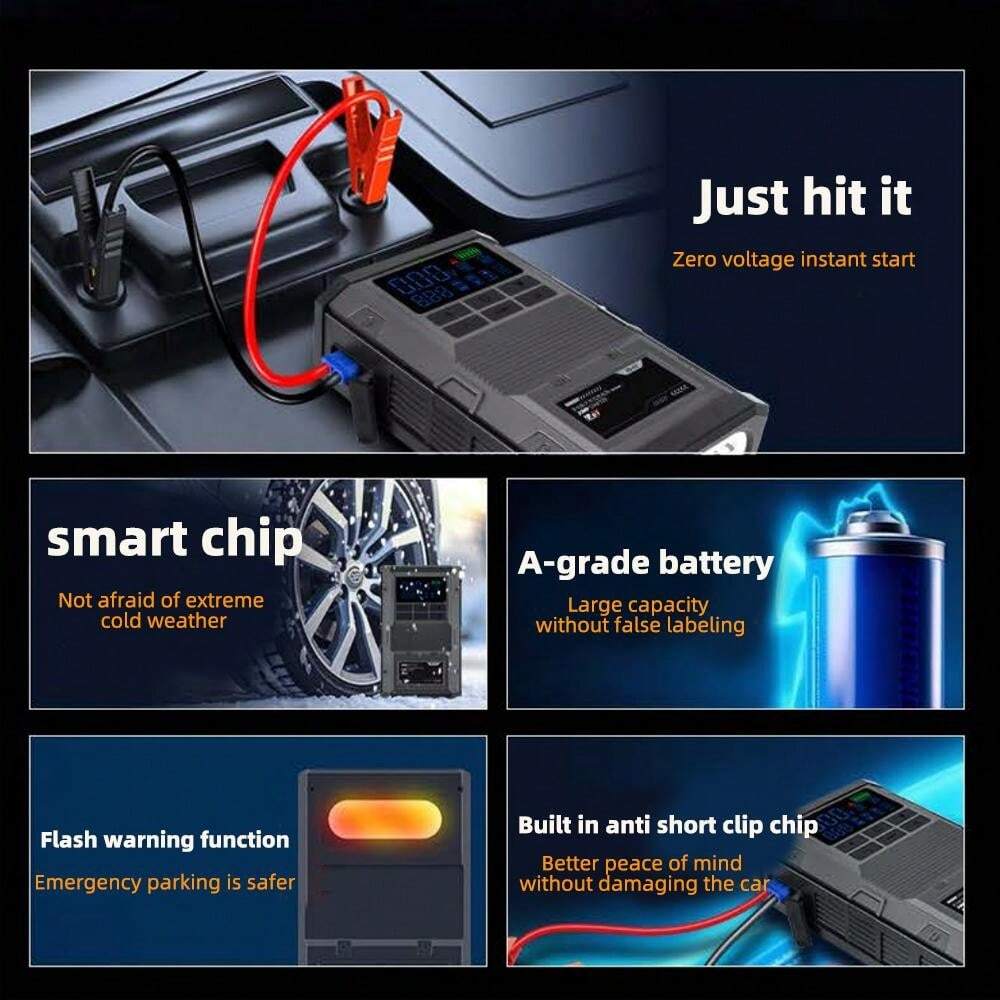 8pcs/Set Multifunctional Car Emergency Jump Starter Air Compressor