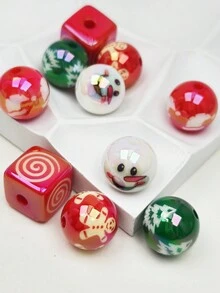 10 hạt 16mm nhiều màu sắc hình người tuyết, cây thông Noel, tuần lộc dùng để làm đồ trang sức Giáng sinh và trang trí DIY - Trộn màu ngẫu nhiên - Xem 2