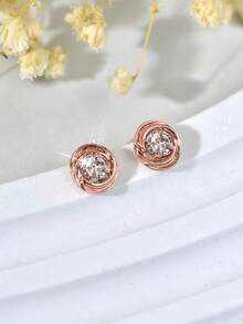 1 Cặp Hoa tai đính đá Cubic Zirconia xinh xắn cho bé gái Quà tặng trang trí hàng ngày cho tiệc sinh nhật - 1 # - Xem 4