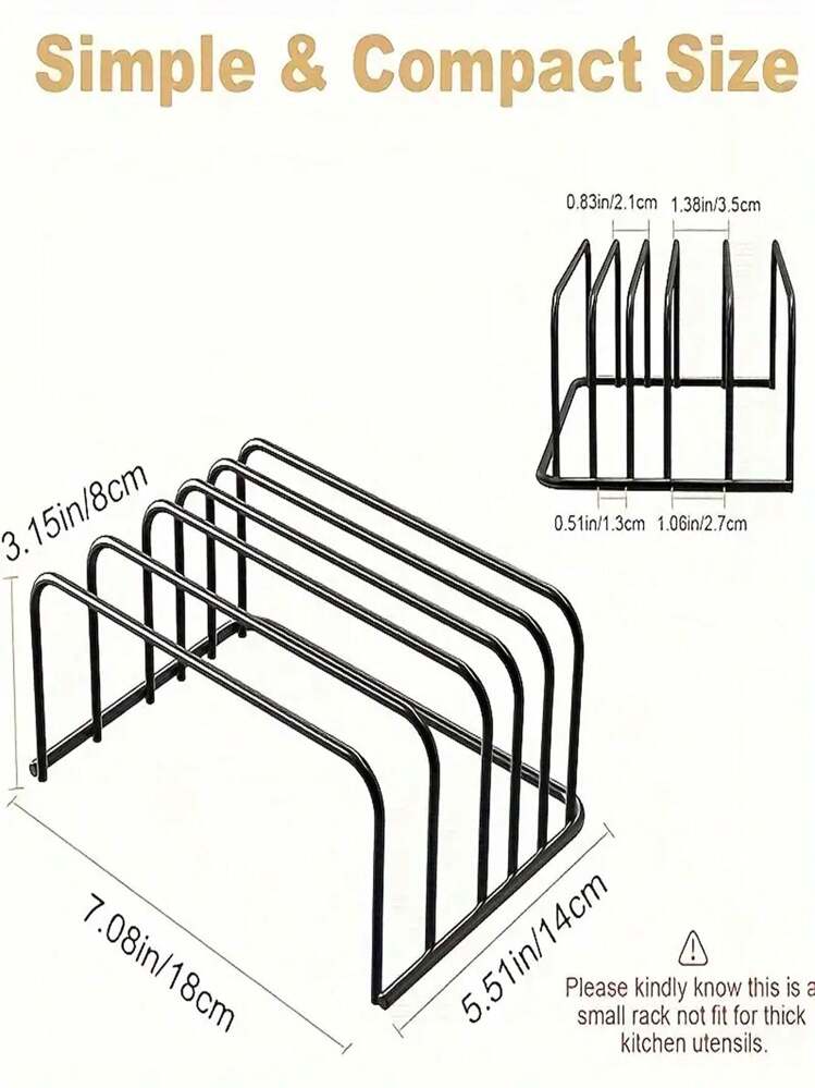 1pc Cutting Board Storage Box, Cutting Board Rack Stand With 1.0" And 0.6" Wide Slots, Cutting Board Holder, Cutting Board Storage Rack, Cabinet Baking Tool Organizer, Kitchen Accessories, Kitchen Storage - Black - View 3