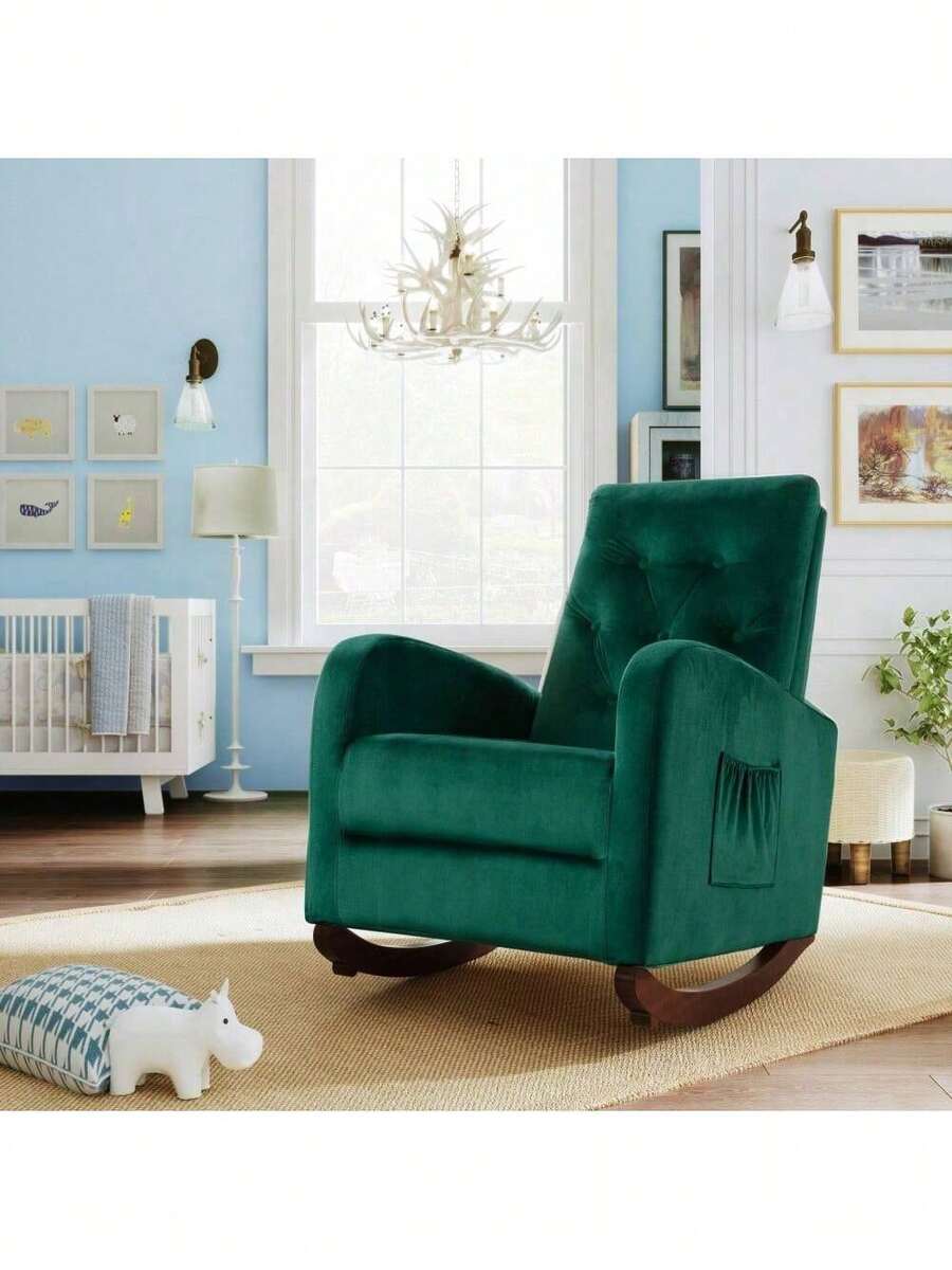 Baby Room High Back Rocking Chair Nursery Chair , Comfortable Rocker