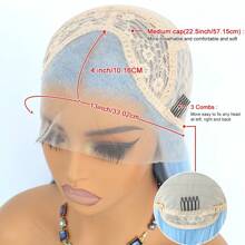 13x4 Light Blue Lace Front Wigs Long Straight Sky Blue Wigs 180 Density Pre Plucked Ready To Wear Wigs Heat Resistant Fiber Hair Synthetic Lace Front Wigs For Women Light Blue Wigs For Daily Use 28 Inch Party Used On Halloween And Christmas - 淺藍色 - 查看 4