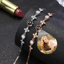 Pulsera personalizada con foto, pulsera de hierba de la suerte, pulsera de dama personalizada, pulsera con foto, regalo de Navidad para novia, amiga, madre