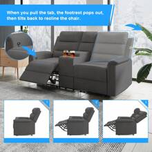 Loveseat Recliner Sofa, Reclining Loveseat With Console, Reclining Home Theater Seating Recliner Chair For Living Room, Reclining Couch With Storage, Cup Holders, Adjustable Backrest - Dark Grey - View 4
