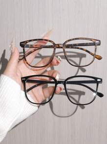 1/2-3 pares de gafas transparentes minimalistas modernas para mujeres, protección ocular diaria, prevención de la fatiga visual, adecuadas para la oficina, la lectura, ver la televisión, los juegos, también se pueden usar como accesorios decorativos - transparente - Ver 5