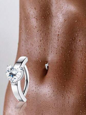 1 PIEZA Anillo de ombligo de plata esterlina 925 con forma de corazón, joya para el piercing del ombligo de las mujeres, anillos de vientre en forma de barco invertido, regalo para San Valentín